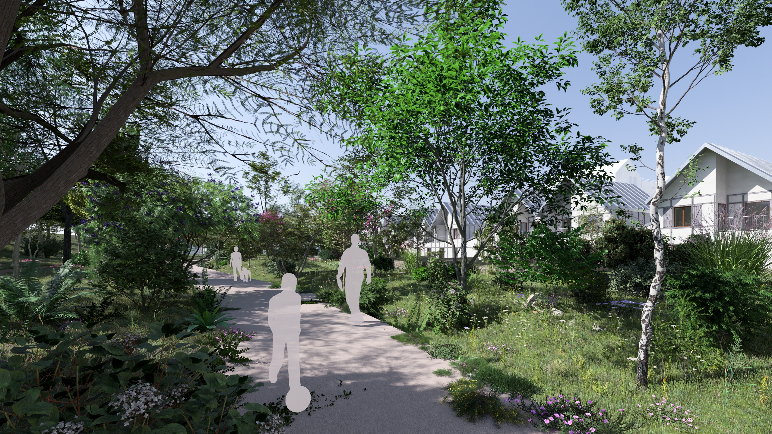 Option 1 bis – Vue arrière sur les jardins